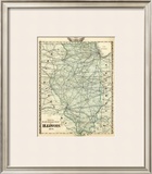Official Railroad Map of the State of Illinois, c.1876 Framed Giclee Print by Warner & Beers 