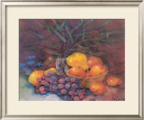 Still Life with Fruit and Bomboo Print by Shirley Felts