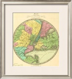 Map of the Country Twenty Five Miles Round the City of New York, c.1848 Framed Giclee Print by Jeremiah Greenleaf