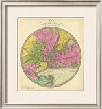 Map of the Country Twenty Five Miles Round the City of New York, c.1840 Framed Giclee Print by Jeremiah Greenleaf