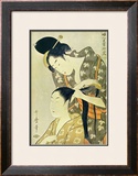 Woman Dressing Another's Hair Art by Utamaro Kitagawa 