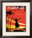 Aloha Oe Music Sheet Framed Giclee Print by LeMorgan 