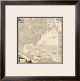 Composite: British Empire in America, c.1733 Framed Giclee Print by Henry Popple