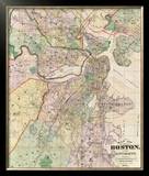 Map of the City of Boston and its Environs, c.1874 Framed Giclee Print by G. M. Hopkins