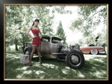 Hot Rod Pin-Up Girl Framed Giclee Print by David Perry