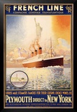 French Line, Plymouth to New York Framed Giclee Print by Rodmell 