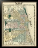 Map of Chicago City, c.1876 Framed Giclee Print by Warner & Beers 