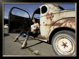 Hot Rod Pin-Up Girl Framed Giclee Print by David Perry