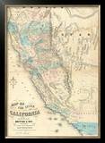 Map of the State of California, c.1853 Framed Giclee Print by John B. Trask