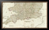 England and Wales (Southern section), c.1790 Framed Giclee Print by John Rocque