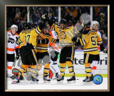 Johnny Boychuk, Mark Recchi, David Krejci,Patrice Bergeron, & Derek Morris Celebrate Recchi's Goal Framed Photographic Print