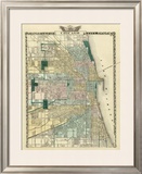 Map of Chicago City, c.1876 Framed Giclee Print by Warner & Beers 