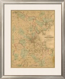 Map of Boston, c.1860 Framed Giclee Print by H. F. Walling