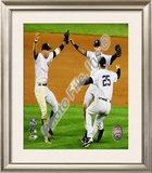 Derek Jeter, Mark Teixeira, and Alex Rodriguez Game Six of the 2009 ALCS Framed Photographic Print