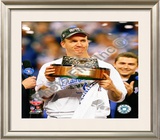 Peyton Manning with the 2009 AFC Championship Trophy Framed Photographic Print
