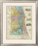 Guide Map of Chicago, c.1869 Framed Giclee Print by Rufus Blanchard