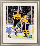 Patrice Bergeron, Zdeno Chara, & Marco Sturm Celebrate Game Winning Goal 2010 NHL Winter Classic Framed Photographic Print
