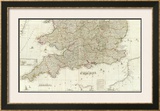 England and Wales (Southern section), c.1790 Framed Giclee Print by John Rocque
