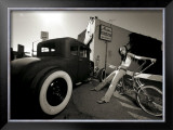 Hot Rod Pin-Up Girl Framed Giclee Print by David Perry