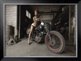 Hot Rod Pin-Up Girl Framed Giclee Print by David Perry