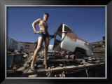 Hot Rod Pin-Up Girl Framed Giclee Print by David Perry
