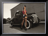 Hot Rod Pin-Up Girl Framed Giclee Print by David Perry