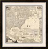Composite: British Empire in America, c.1733 Framed Giclee Print by Henry Popple