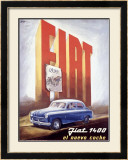 Fiat 1400 Framed Giclee Print by Mario Bazzi