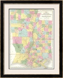 Map of Mississippi, Louisiana and Arkansas, c.1839 Framed Giclee Print by David H. Burr
