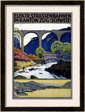 Elekktr Strassenbahnen im Kanton Zug Framed Giclee Print by Ernst Emil Schlatter