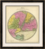 Map of the Country Twenty Five Miles Round the City of New York, c.1840 Framed Giclee Print by Jeremiah Greenleaf