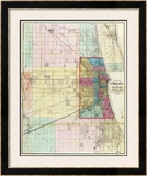 Map of Chicago and Environs, c.1869 Framed Giclee Print by Rufus Blanchard