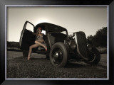 Hot Rod Pin-Up Girl Framed Giclee Print by David Perry