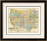 National Map of the Territory of the United States, c.1868 Framed Giclee Print by William J. Keeler