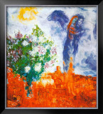 Couple au Dessus de St Paul Poster by Marc Chagall