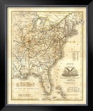 Map of The United States, c.1845 Framed Giclee Print by John Warner Barber