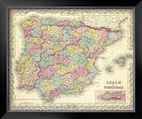 Spain and Portugal, c.1856 Framed Giclee Print by G. W. Colton
