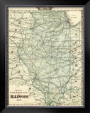 Official Railroad Map of the State of Illinois, c.1876 Framed Giclee Print by Warner & Beers 