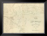 Map of New Orleans and Adjacent Country, c.1824 Framed Giclee Print by John Melish