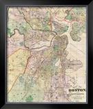 Map of the City of Boston and its Environs, c.1874 Framed Giclee Print by G. M. Hopkins