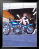 Pin-Up Girl: Blue Chopper Framed Giclee Print by David Perry