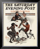 Snowball Fight at Snowfort, c.1911 Framed Giclee Print by Joseph Christian Leyendecker