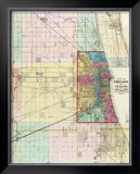 Map of Chicago and Environs, c.1869 Framed Giclee Print by Rufus Blanchard