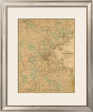 Map of Boston, c.1860 Framed Giclee Print by H. F. Walling