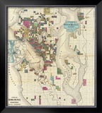 City of Seattle and Environs, c.1890 Framed Giclee Print by O. P. Anderson