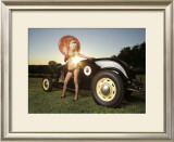 Hot Rod Pin-Up Girl Framed Giclee Print by David Perry