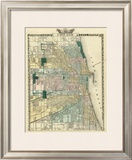 Map of Chicago City, c.1876 Framed Giclee Print by Warner & Beers 