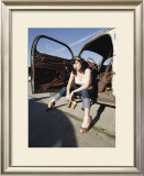 Hot Rod Pin-Up Girl Framed Giclee Print by David Perry