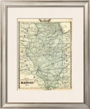 Official Railroad Map of the State of Illinois, c.1876 Framed Giclee Print by Warner & Beers 