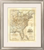 Map of The United States, c.1845 Framed Giclee Print by John Warner Barber